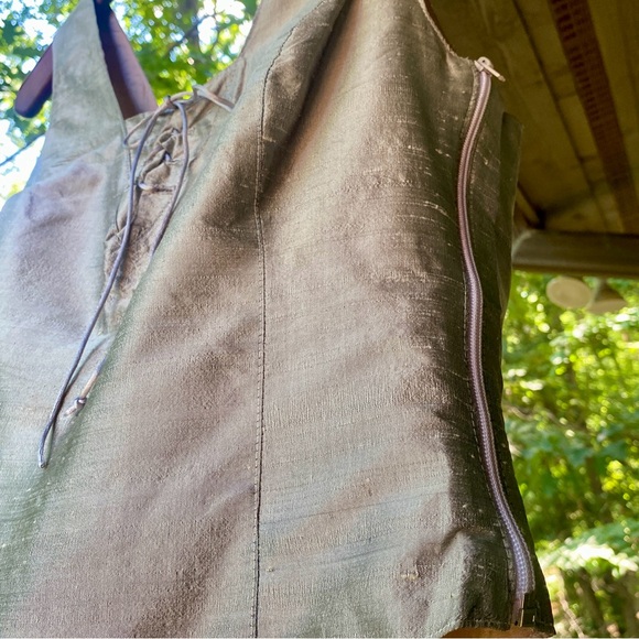 Vintage Silver Dupioni Silk Corset Tank M - Picture 10 of 14